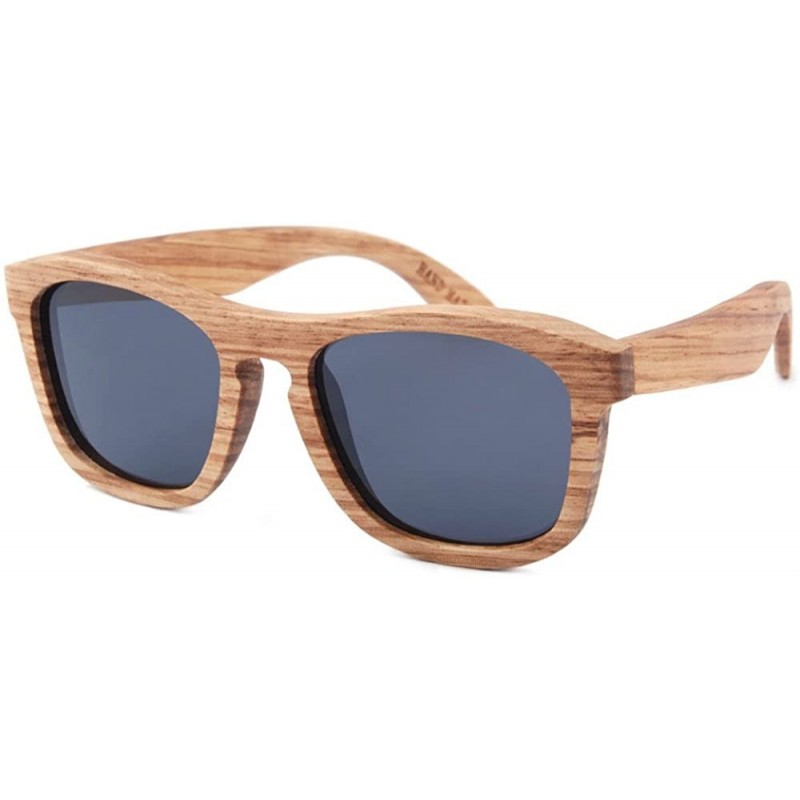 Square Bundestera - Unisex Zebra Wood Polarized Square Sunglass - Gray - CB17X0I2Z9K $33.90