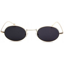 Oval Small Oval Sunglasses Men Gold Metal Frame Retro Round Sun Glasses For Women - Gold With Black - C718EI58QM9 $12.57