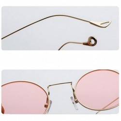 Oval Small Oval Sunglasses Men Gold Metal Frame Retro Round Sun Glasses For Women - Gold With Black - C718EI58QM9 $12.57