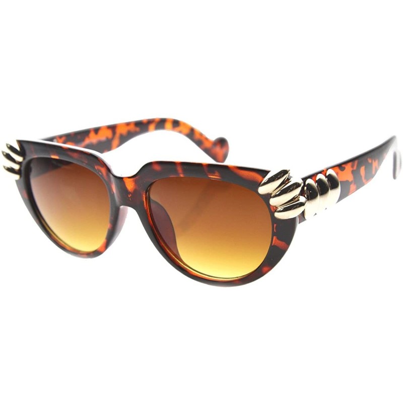 Oversized Fashion U Shaped Metal Claw Detailed Sunglasses - Tortoise-gold Amber - CH11YLSB6V1 $11.26