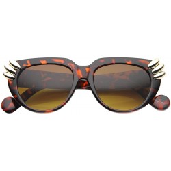 Oversized Fashion U Shaped Metal Claw Detailed Sunglasses - Tortoise-gold Amber - CH11YLSB6V1 $11.26