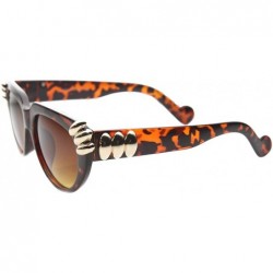 Oversized Fashion U Shaped Metal Claw Detailed Sunglasses - Tortoise-gold Amber - CH11YLSB6V1 $11.26