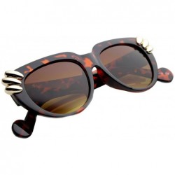 Oversized Fashion U Shaped Metal Claw Detailed Sunglasses - Tortoise-gold Amber - CH11YLSB6V1 $11.26