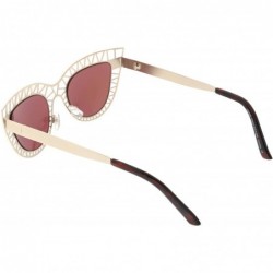 Cat Eye Unique Laser Cut Out Color Mirrored Lens Cat Eye Sunglasses 48mm - Matte Gold / Pink Mirror - CV188K9WDR6 $15.52