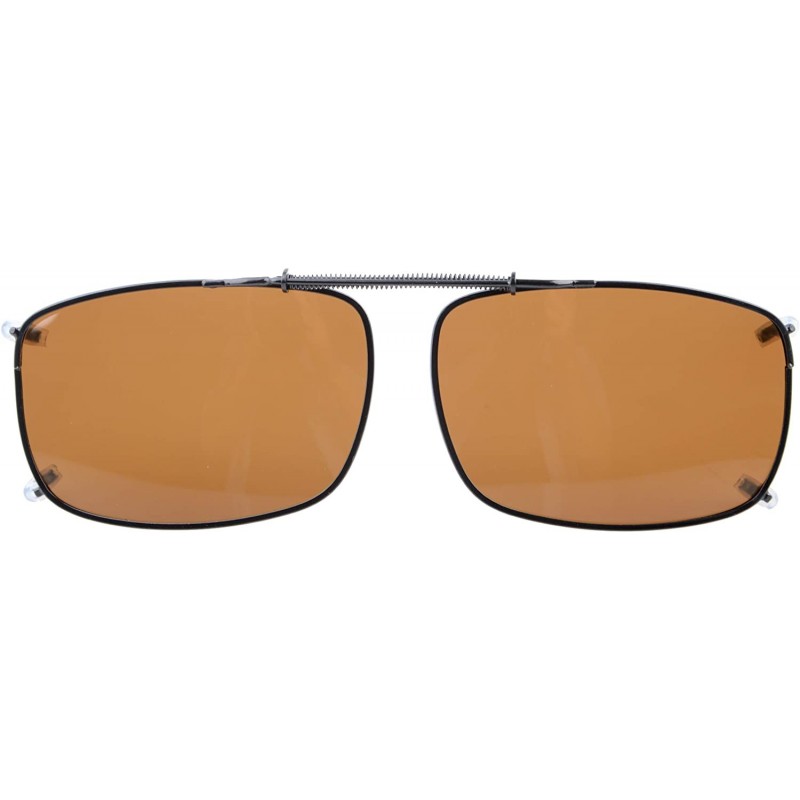 Rectangular Easyclip Spring Polarized Clip On Sunglasses - C60-brown - C112K8PQ9SZ $10.95