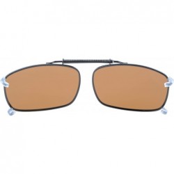 Rectangular Easyclip Spring Polarized Clip On Sunglasses - C60-brown - C112K8PQ9SZ $10.95