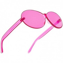 Oval One Piece Rimless Sunglasses Retro Oval Clout Frame Candy Color Fun Glasses Transparent Colorful Tinted Eyewear - CM18KQ...