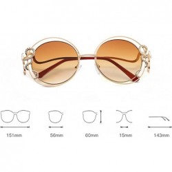 Round Ladies Double Round Hippie Shades Colored Lenses Sunglasses UV400 Protection - Tea - CS18CGOKDQI $18.82