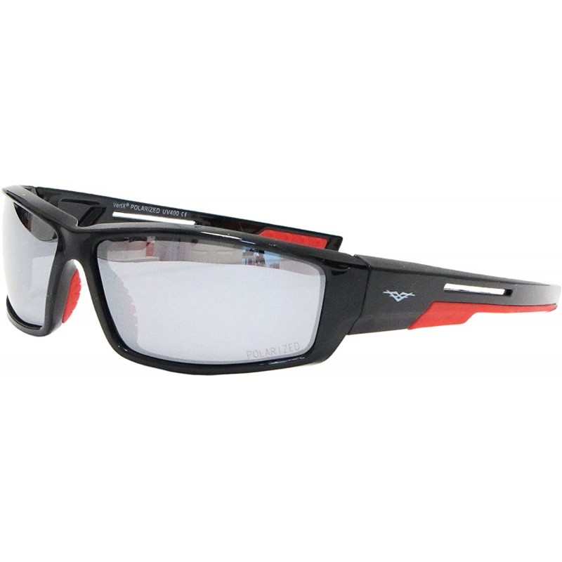 Sport Men's Polarized Sunglasses Sport Cycling Running Outdoor Free Microfiber Pouch - Black and Red - CY11W84YJZZ $14.66