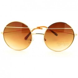 Round Circle Round Sunglasses Unique Metal Top Line Unisex Fashion - Gold - C6185ZC40T0 $12.10