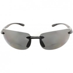 Wrap Island Bifocal Sunglasses Rimless Readers - Polarized Smoke Lens/Black Frame - CX11M4OI1DF $22.54