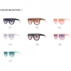 Oval Sunglasses Flat Top Sunglasses Crystal Luxury Rhinestone Oversized glasses for Women Vintage Shades UV400 - CA18NY007Y0 ...