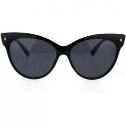 Cat Eye Womens Oversize Cat Eye Horn Rim Plastic Retro Sunglasses - All Black - CV18SKRQRZ7 $12.80