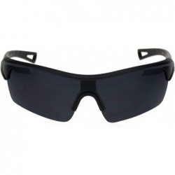 Oversized All Black Mens Sport Half Rim Plastic Sunglasses - Shiny Black - CN18R6LXIX0 $9.82