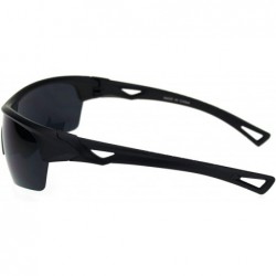 Oversized All Black Mens Sport Half Rim Plastic Sunglasses - Shiny Black - CN18R6LXIX0 $9.82