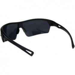 Oversized All Black Mens Sport Half Rim Plastic Sunglasses - Shiny Black - CN18R6LXIX0 $9.82