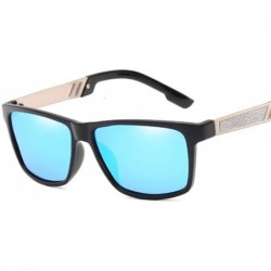 Square Men Polarized Square Mirror Sunglasses For Men Anti-Glare Driver's Eyewear - Black Blue - C6199G0XTYR $12.52