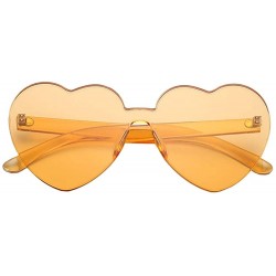 Rimless Heart Shaped Rimless Sunglasses One Pieces Transparent Candy Color Frameless Glasses Love Eyewear - Orange - CP18EXY8...