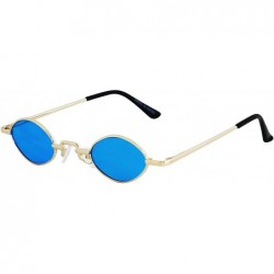 Oval Vintage Slender Oval Sunglasses Small Metal Frame Candy Colors - 2 Pack Red and Blue - C9198498YA6 $18.92