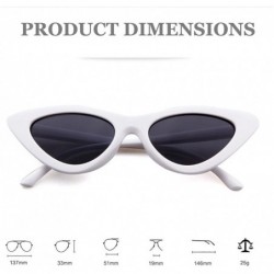 Rectangular Women Clout Goggles Cat Eye Sunglasses Vintage Mod Style Retro Kurt Cobain Sunglasses - White Frame Grey Lens - C...