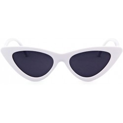 Rectangular Women Clout Goggles Cat Eye Sunglasses Vintage Mod Style Retro Kurt Cobain Sunglasses - White Frame Grey Lens - C...