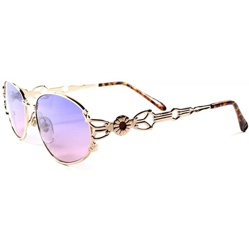 Oval Classic Vintage Retro Fashion 50s 60s Womens Stylish Oval Sunglasses - Gold 1 - CS189AMRY4I $17.73