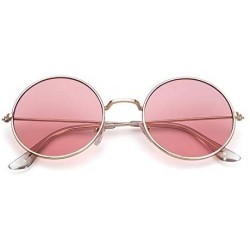 Oversized Round Retro Sunglasses Men Women Vintage Small Circle Sun Glasses - C-gold Frame/Pink Lens - CZ18HAM3R8W $12.15