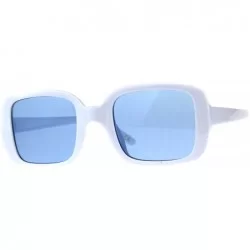 Rectangular Square Rectangular Frame Sunglasses Womens Vintage Fashion Shades - White (Blue) - C018DASMXXZ $10.98