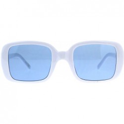 Rectangular Square Rectangular Frame Sunglasses Womens Vintage Fashion Shades - White (Blue) - C018DASMXXZ $10.98