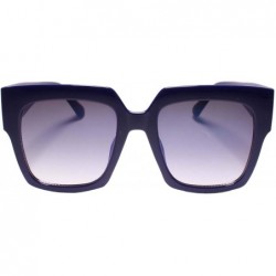 Oversized Oversized Exaggerated Retro Large Square Designer Womens Sunglasses - Blue - CD195CSYR5D $10.93