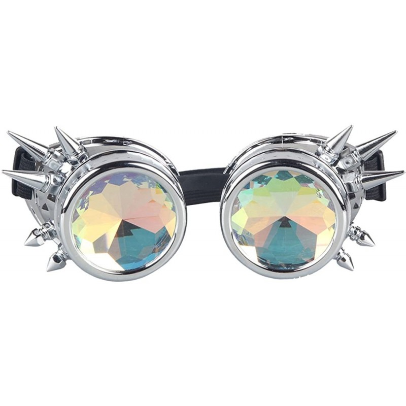 Goggle Vintage STEAMPUNK GOGGLES Glasses Bling Lens Goth COSPLAY PARTY Sunglasses - Silver (Rivets) - CR12N1R1NZ4 $13.59