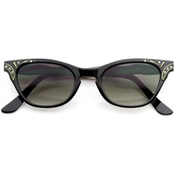 Cat Eye Vintage Inspired Womens Fashion Rhinestone Cat Eye Sunglasses w/Key-Hole Bridge - Black - CY119FMDLFR $8.96