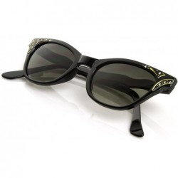 Cat Eye Vintage Inspired Womens Fashion Rhinestone Cat Eye Sunglasses w/Key-Hole Bridge - Black - CY119FMDLFR $8.96