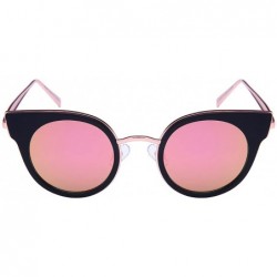 Round Round Cat Eye Optical Sunnies w/Flat Lens 32186-O-FLREV - Matte Black - CA12N43FIET $10.90