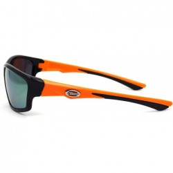 Sport Color Mirrored Mirror Lens Polarized Lens Oval Round Warp Sport Plastic Sunglasses - Orange - CR11YXA4VL3 $10.48