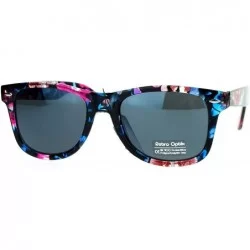 Square Floral Flower Print Sunglasses Classic Designer Fashion Square Frame - Blue Purple - C3188CRATRH $19.30