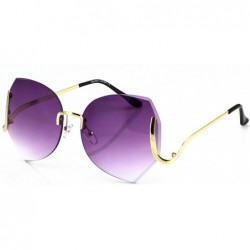 Square OVERSIZED VINTAGE Style SUN GLASSES Upside Down Rimless Fashion - Purple - CZ17XW0EM2W $9.17