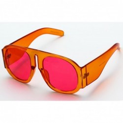 Goggle Oversize Goggle Frame Sunglasses Gradient Lens Vintage Women Fashion Shades - Orange Transparent/Pink Lens - CI18DNI83...