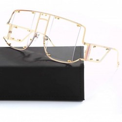 Square Oversized Fashion Sunglasses Glasses - Transparent - CN18ZUX9OES $24.15