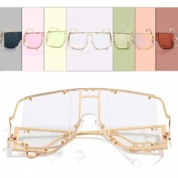 Square Oversized Fashion Sunglasses Glasses - Transparent - CN18ZUX9OES $24.15