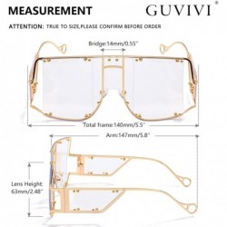 Square Oversized Fashion Sunglasses Glasses - Transparent - CN18ZUX9OES $24.15