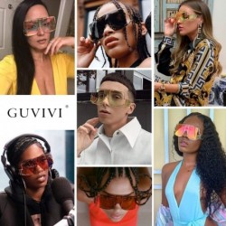 Square Oversized Fashion Sunglasses Glasses - Transparent - CN18ZUX9OES $24.15