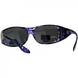 Rectangular Polarized Womens Rhinestone Bling Fit Over Floral Print 63mm Sunglasses - Purple - CR18D4L58AK $16.65