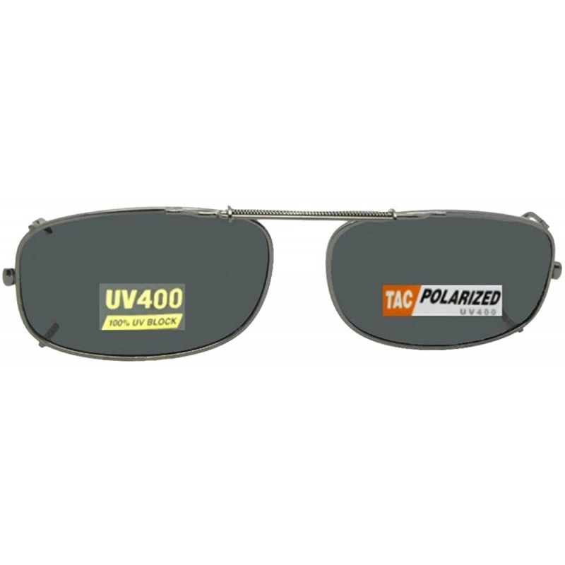 Rectangular Skinny Curve Rectangle Polarized Clip on Sunglass - Pewter-polarized Gray Lens - CL1802YO52L $16.02