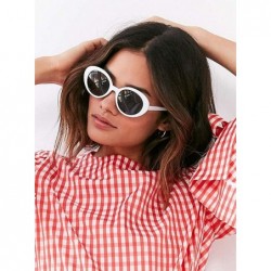 Goggle Oval Round Retro Sunglasses Color Tint or Smoke Lenses - 1 White- Smoke - CI1850EQ6NC $6.88