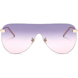Shield Rimless Mirrored Lens One Piece Sunglasses UV400 Protection for Women Men - Gray/Pink - CA198SE4T04 $15.67