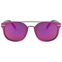 Goggle Women's UV400 Mirror Sunglasses Classic Double-Bridge Rivet Shades Glasses - Purple - CC17Z79TTGD $11.02