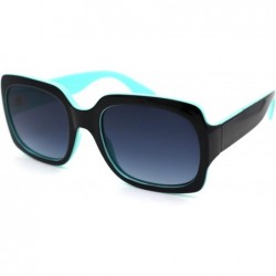 Rectangular Womens Mod Thick Plastic Rectangular Designer Sunglasses - Black Mint Smoke - CY18YTLCW0O $10.75