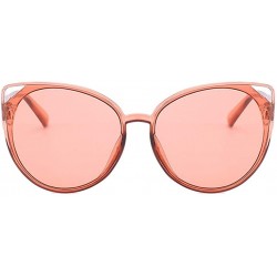 Oval Women Sunglasses Retro Bright Black Grey Drive Holiday Oval Non-Polarized UV400 - Champagne Brown - CF18RKH2UGO $8.80