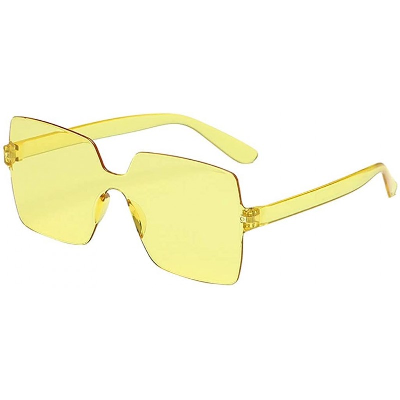 Oval UV Protection Sunglasses for Women Men Rimless frame Square Acrylic Lens and Frame Sunglass - N - CW1902YZ2ZN $7.28